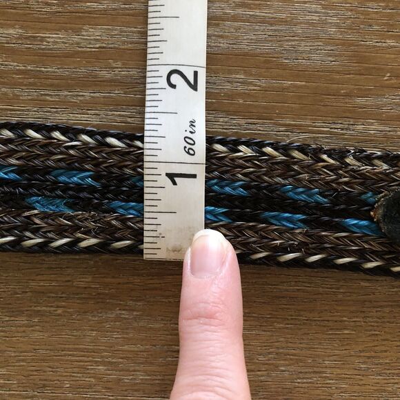 Vintage Tech Ether Guild 1975 Two Horses Mens 32 Metal Brass Buckle Braided Belt - Picture 10 of 12